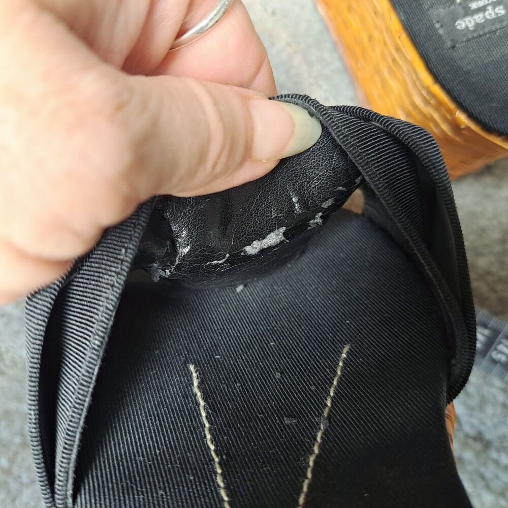 Kate Spade Platform Wedge Sandals WOMENS SIZE 10B Black Bow Basket Weave Formal - Picture 13 of 14